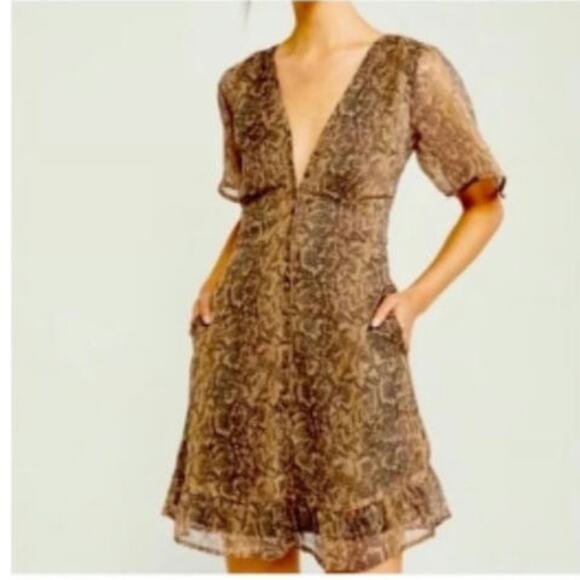 Abercrombie & Fitch Brown Reptile Flowy Mini Dress - Picture 2 of 9